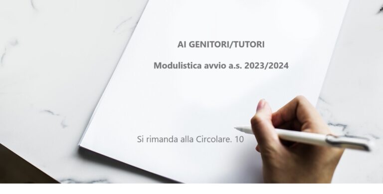 Ai genitori/tutori- Modulistica avvio a.s. 2023/2024
